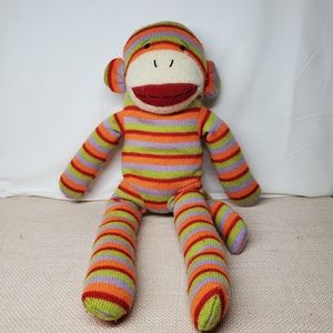 Rainbow Stripe Boho 18" Sock Monkey Plush Dan Dee Collectors Choice Stuffed
